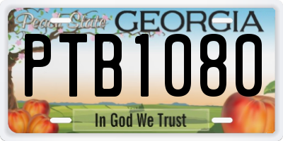 GA license plate PTB1080