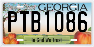 GA license plate PTB1086