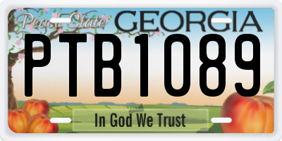 GA license plate PTB1089