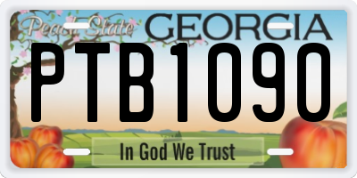 GA license plate PTB1090