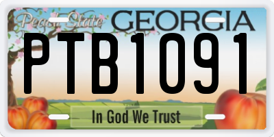 GA license plate PTB1091