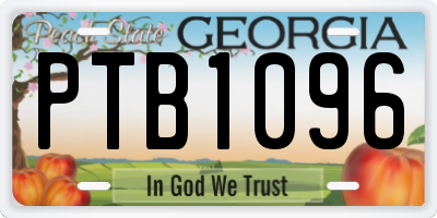 GA license plate PTB1096