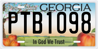 GA license plate PTB1098