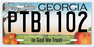 GA license plate PTB1102