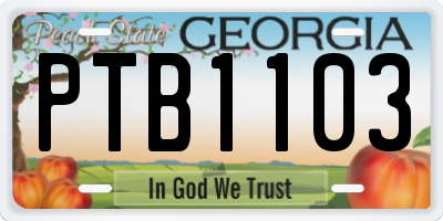 GA license plate PTB1103