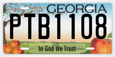 GA license plate PTB1108