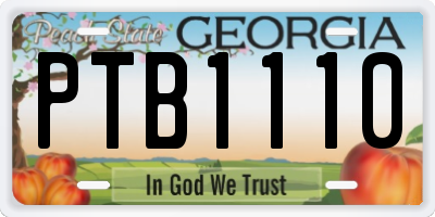 GA license plate PTB1110