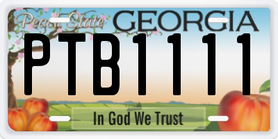 GA license plate PTB1111