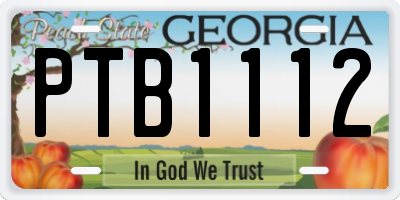 GA license plate PTB1112