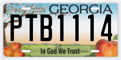 GA license plate PTB1114