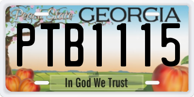 GA license plate PTB1115