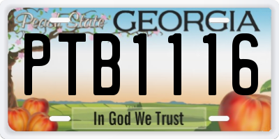 GA license plate PTB1116