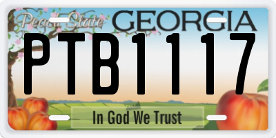 GA license plate PTB1117