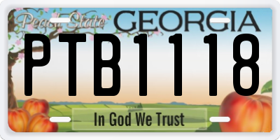 GA license plate PTB1118
