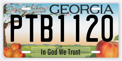 GA license plate PTB1120
