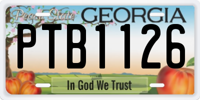 GA license plate PTB1126