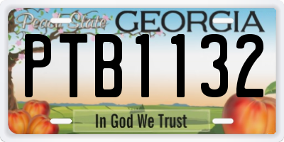 GA license plate PTB1132