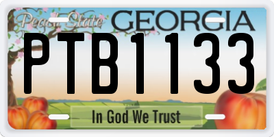 GA license plate PTB1133
