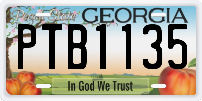 GA license plate PTB1135