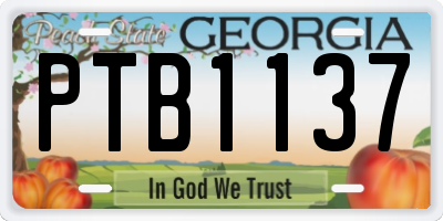GA license plate PTB1137