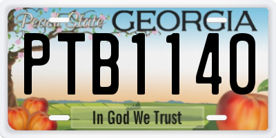 GA license plate PTB1140