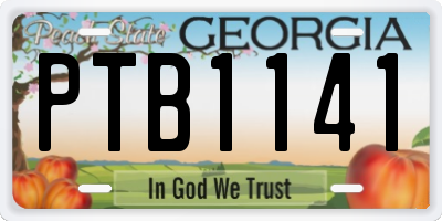 GA license plate PTB1141