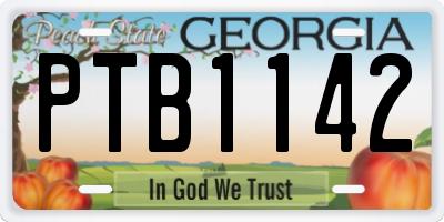 GA license plate PTB1142