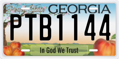 GA license plate PTB1144