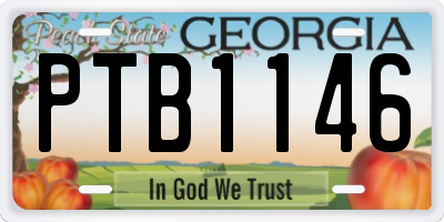 GA license plate PTB1146