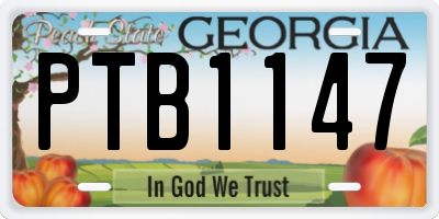 GA license plate PTB1147