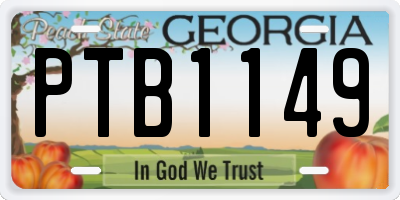 GA license plate PTB1149
