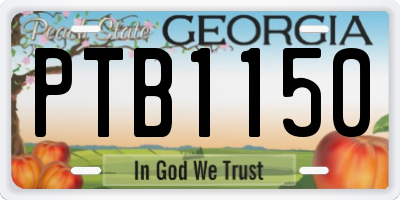 GA license plate PTB1150