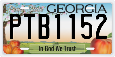 GA license plate PTB1152