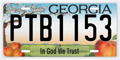GA license plate PTB1153