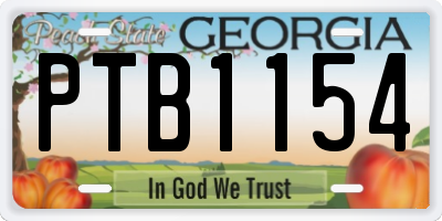 GA license plate PTB1154