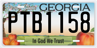 GA license plate PTB1158