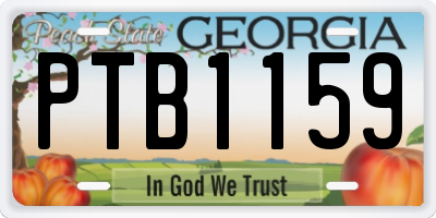 GA license plate PTB1159