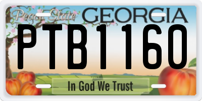 GA license plate PTB1160