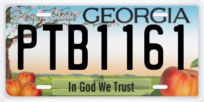 GA license plate PTB1161