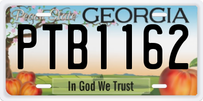 GA license plate PTB1162