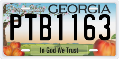 GA license plate PTB1163