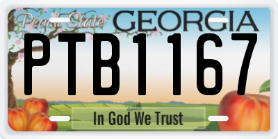 GA license plate PTB1167