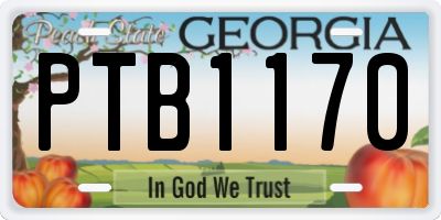 GA license plate PTB1170