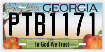 GA license plate PTB1171