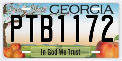 GA license plate PTB1172