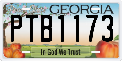 GA license plate PTB1173