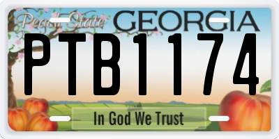 GA license plate PTB1174