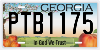 GA license plate PTB1175