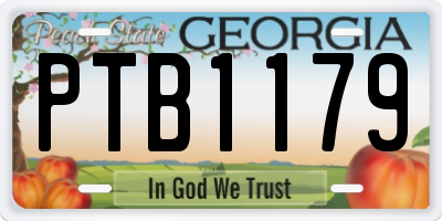 GA license plate PTB1179