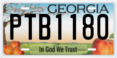 GA license plate PTB1180